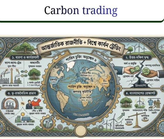 বৈশ্বিক কার্বন ট্রেডিং: জলবায়ু কূটনীতি, বাজার প্রক্রিয়া ও বিশ্বব্যবস্থার গতিধারা