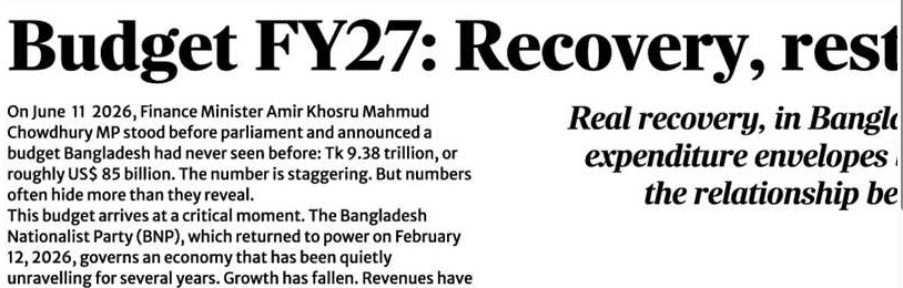 Budget FY27: Recovery, restoration, reconstruction!